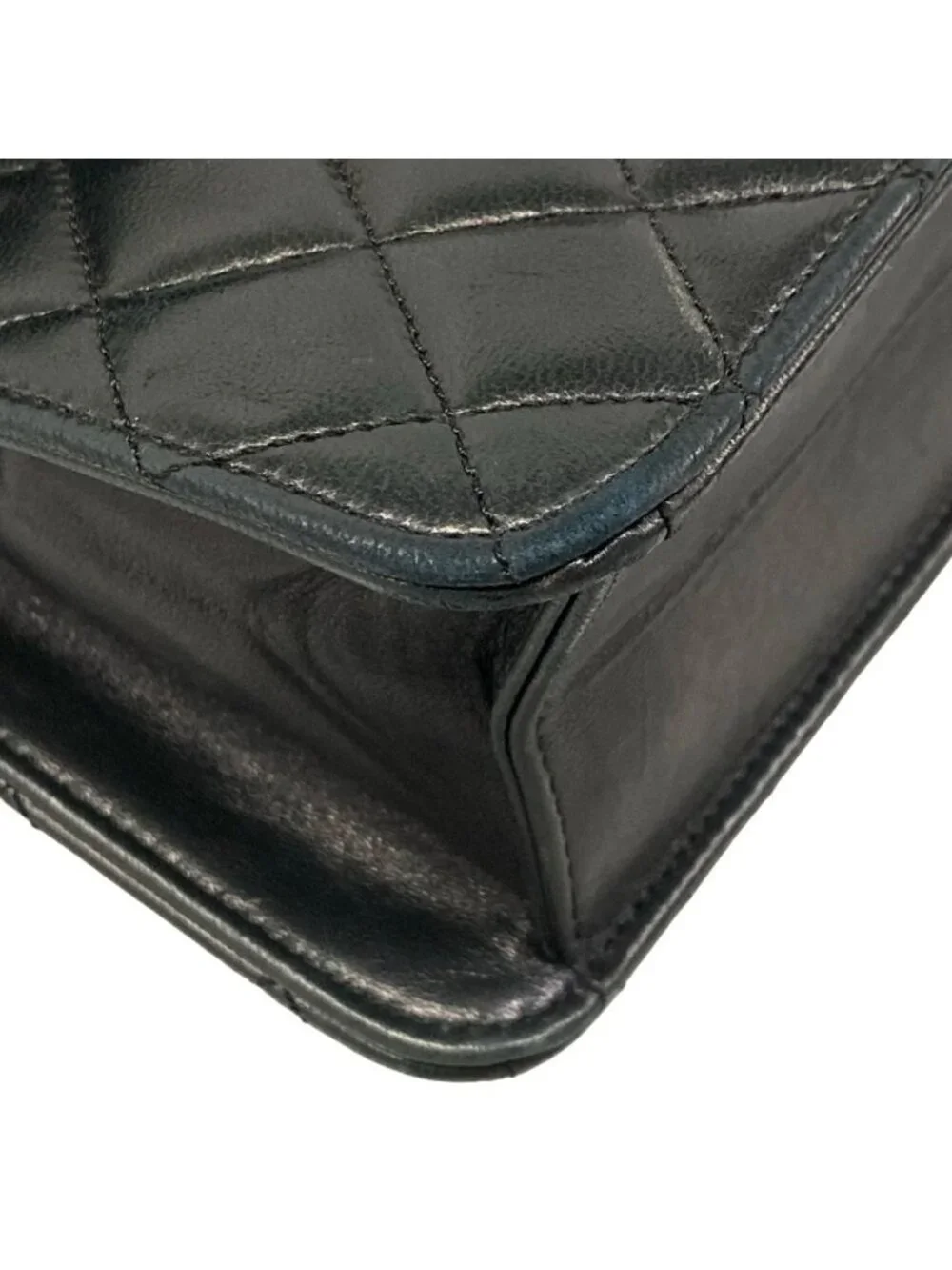 Chanel Shoulder Bag Single Flap Quilted Black Gold Chain Push Lock Lambskin